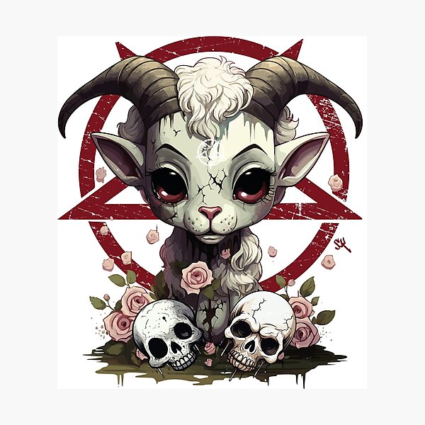 Item preview, CUTE BUT EVIL- The Skull Club, Skull, Skull, Pentagram, Goat designed and sold by HIGUMAX.