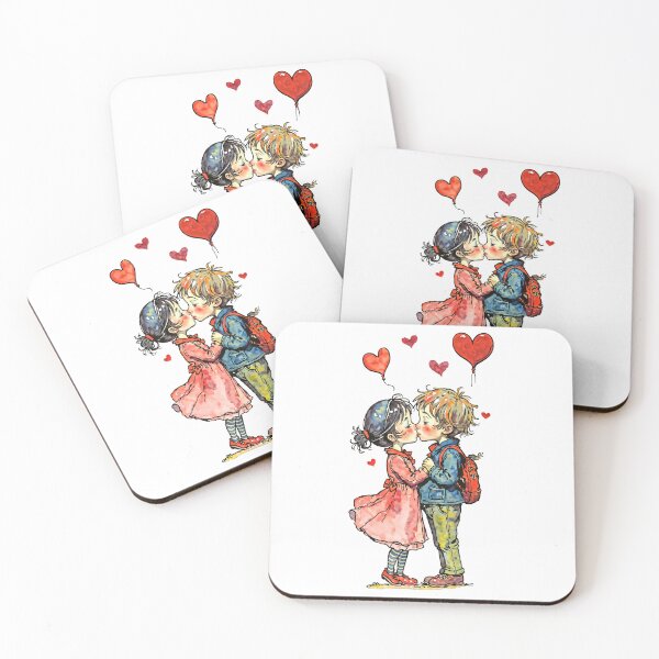 Item preview, Cute boy and girl kissing Valentines Day designed and sold by KawaiiLlamaShop.