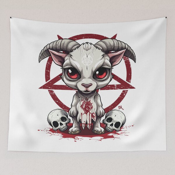 Item preview,  CUTE BUT EVIL- The Skull Club, Skull, Skull, Pentagram, Goat designed and sold by HIGUMAX.