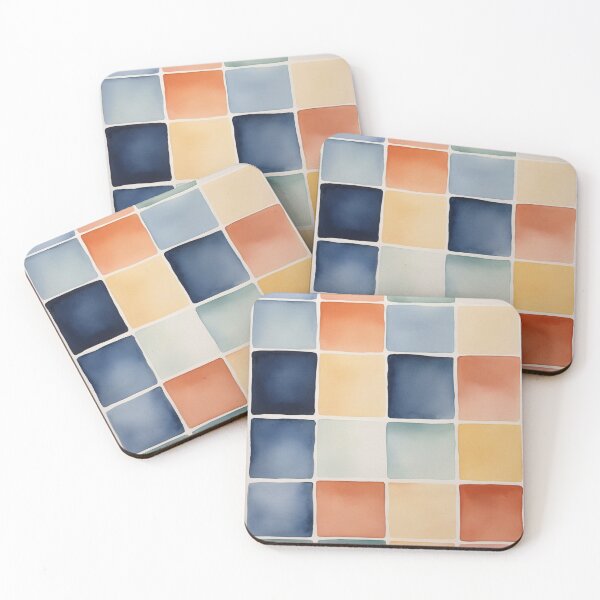 Item preview, Watercolor Squares of Serenity designed and sold by DeMuurdecoratie.