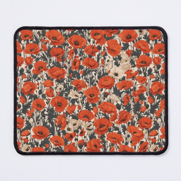 Item preview, Pattern of Retro Red Poppies - Poppy designed and sold by FlowerMeFlorals.