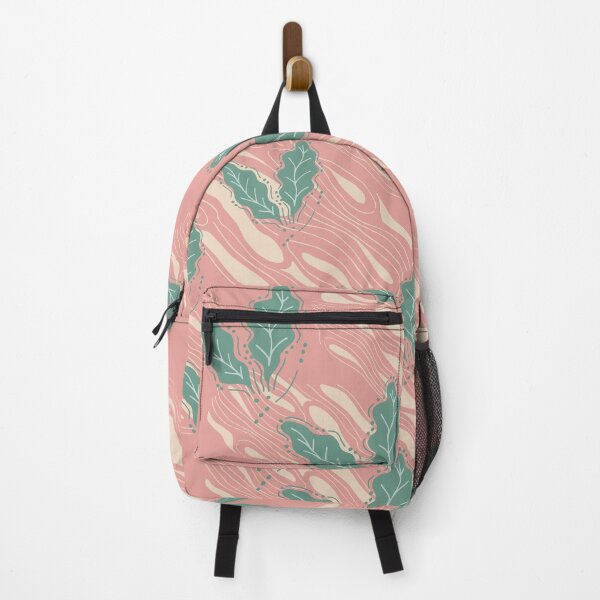 Item preview, Leaves on woodgrain - green and pink designed and sold by SerahO.