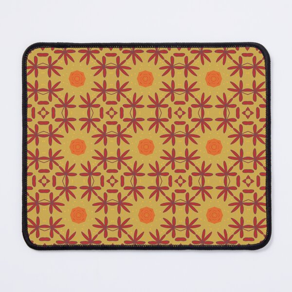 Item preview, Floral pattern on an ocher background and orange circles designed and sold by HumeurMandarine.