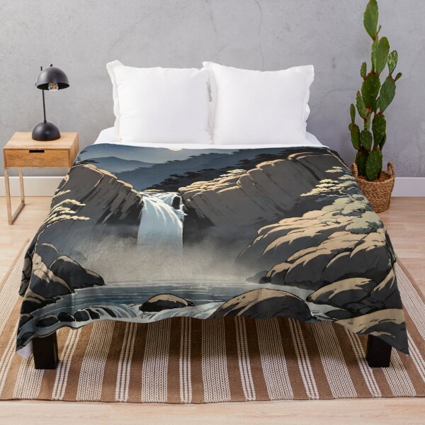 Item preview, Moonlit Waterfall - A Contemporary Ukiyo-e Nature Landscape designed and sold by Kijiermono.