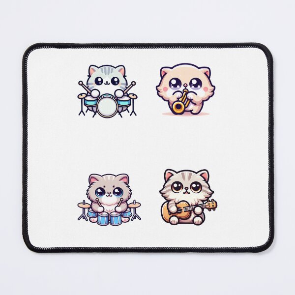 Item preview, Kawaii musical kittens playing the guitar and drums designed and sold by Britishdelights.