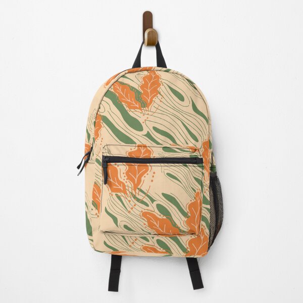 Item preview, Leaves on woodgrain - green and orange designed and sold by SerahO.