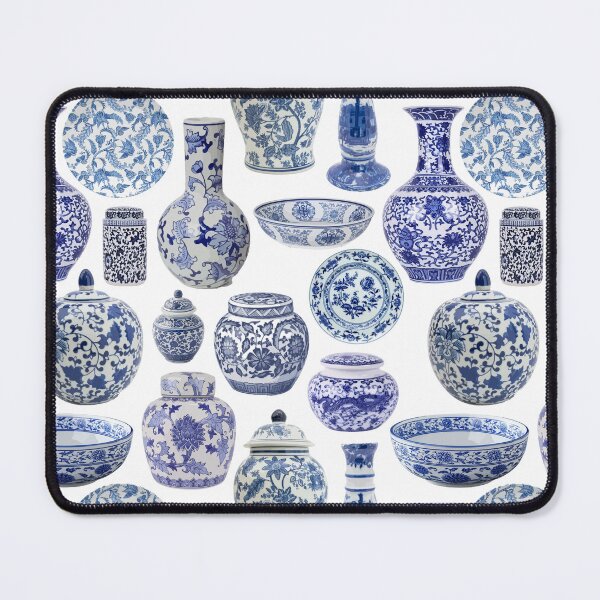 Item preview, Hamptons Chinoiserie Ginger Jars Pattern designed and sold by HotHibiscus.