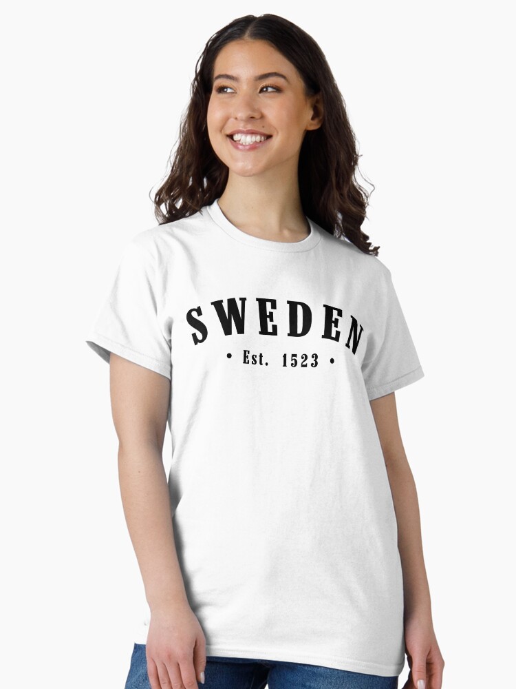 Thumbnail 1 of 7, Classic T-Shirt, Sweden Est. 1523 Black Letter Sverige designed and sold by establishedwear.