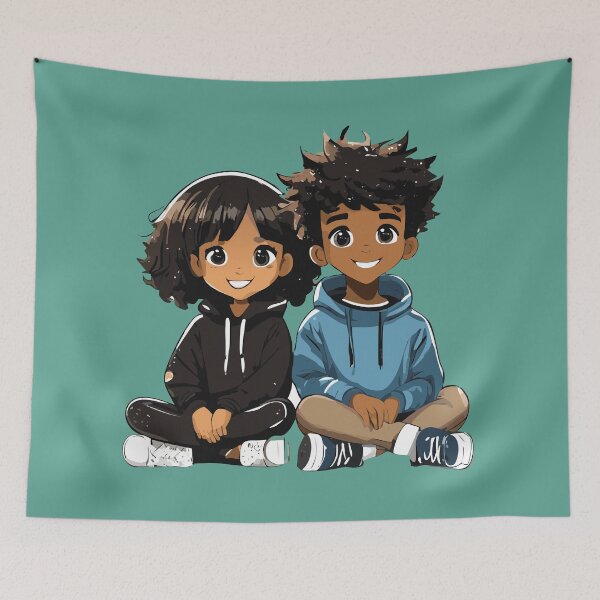 Item preview, Cute anime, a Latino boy and girl with smile  designed and sold by Firas Aljazzar.