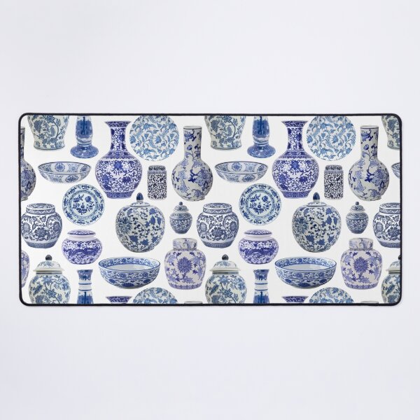 Item preview, Hamptons Chinoiserie Ginger Jars Pattern designed and sold by HotHibiscus.