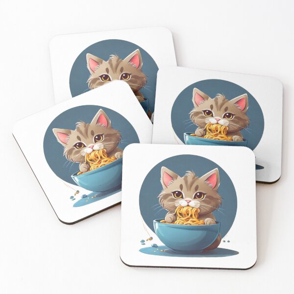 Item preview, Cute kitten eating noodles.  designed and sold by Vegasstickers.