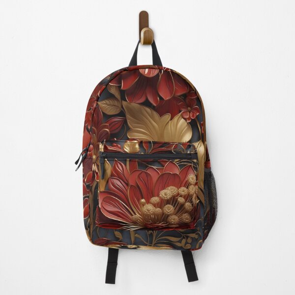 Item preview, Flowers and leaves in dark red, black and gold - 3D relief #64 designed and sold by GoldenEraArt.