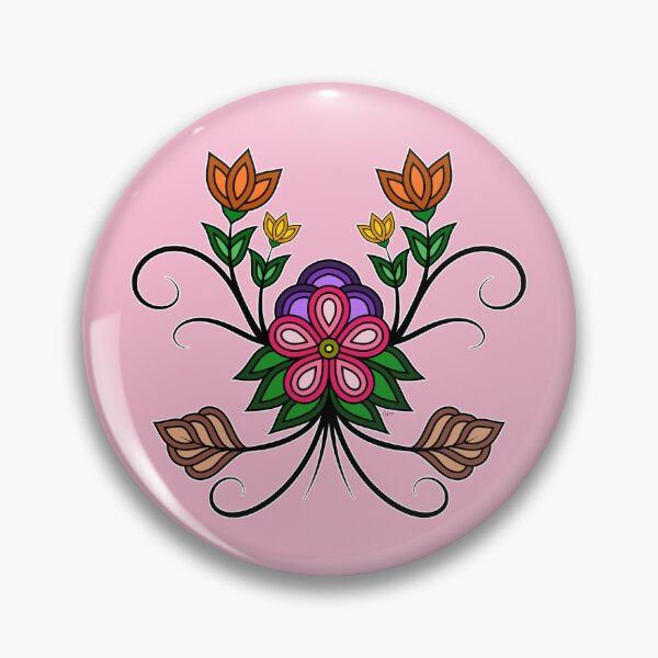 Artikelvorschau, Schwarzes, umrissfarbenes Ojibwe-Blumenmotiv entworfen und verkauft von ojiberishdsgns.