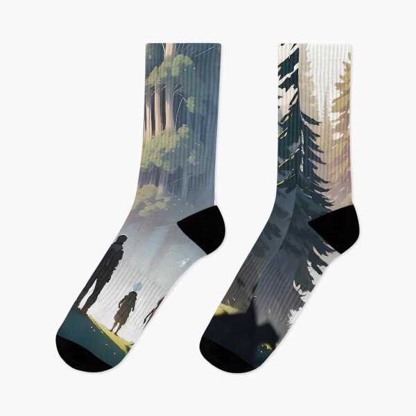 Item preview, Mysterious Forest Expedition Towards Hidden Treehouse at Dawn designed and sold by ArtComixHaven.