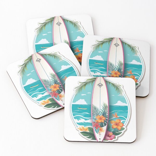Item preview, Floral patterns and aquatic designs surrounding a paddle board designed and sold by IAmagineFR.