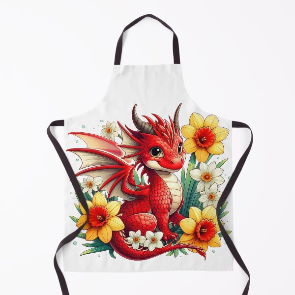 Item preview, Cute, red Dragon and daffodils flowers designed and sold by iclipart.