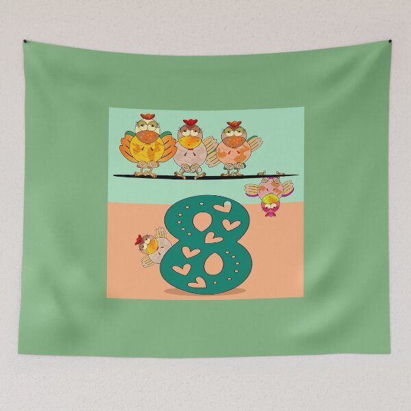 Item preview, 8th birthday chickens designed and sold by minimalartstory.