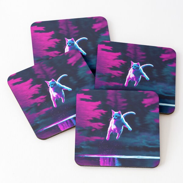 Item preview, Brave Cat Jumps Over Lake in the Woods  designed and sold by GoodNaturedAI.