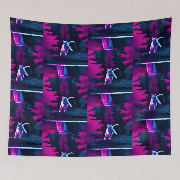 Item preview, Brave Cat Jumps Over Lake in the Woods  designed and sold by GoodNaturedAI.