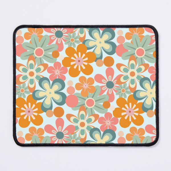 Item preview, Cheery Orange Pink Green 1960s Retro Flowers designed and sold by Orchard Berry.