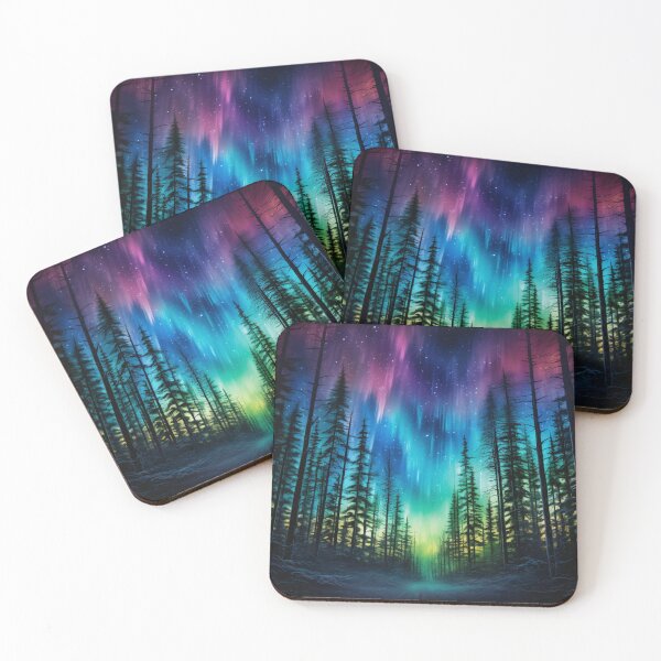 Item preview, Aurora Whispers: Northern Lights Over Pine Forest designed and sold by Jemimo.