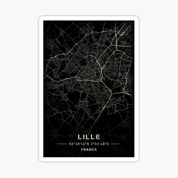 Vista previa del artículo con la obra «Mapa de Lille en blanco y negro», diseñado y vendido por Jerhus.