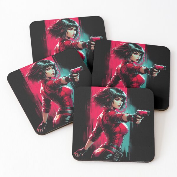 Item preview, Cyberpunk Neon Noir Woman in Red Dress designed and sold by RESToRAPTOR.