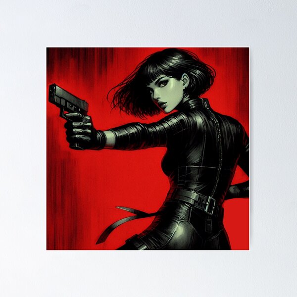 Item preview, Cyberpunk Neon Noir Woman in Black Dress designed and sold by RESToRAPTOR.