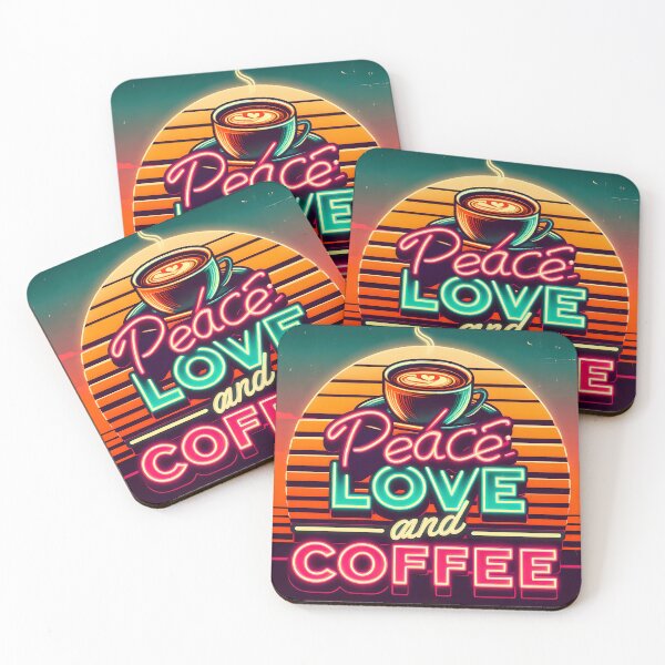 Item preview, Peace love and coffee, typography, retro designed and sold by maxmaj.