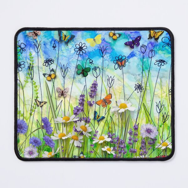Item preview, Butterflies & wildflowers collage, summer meadow designed and sold by MillieMoth.