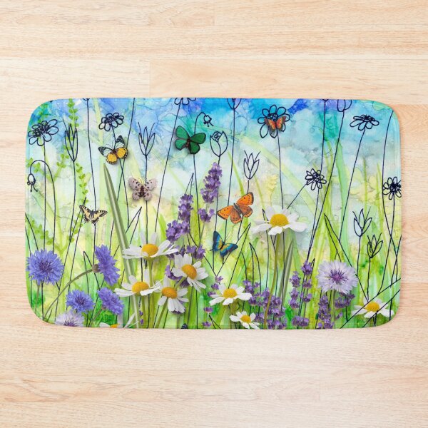 Item preview, Butterflies & wildflowers collage, summer meadow designed and sold by MillieMoth.