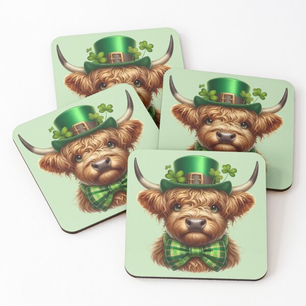 Item preview, of Festive Highland Cow Celebrating St. Patrick's Day designed and sold by Niktarka.