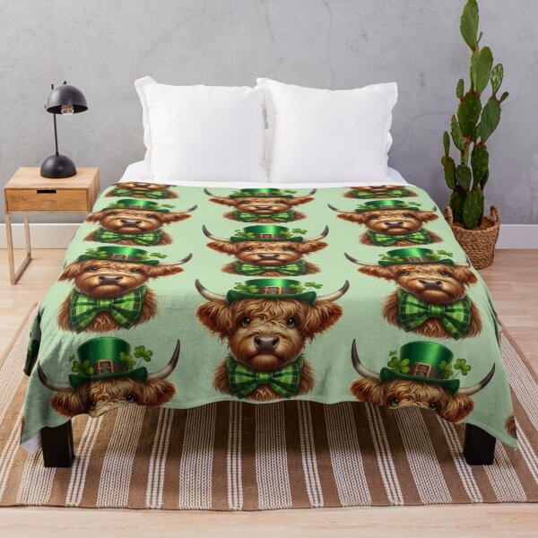Item preview, of Festive Highland Cow Celebrating St. Patrick's Day designed and sold by Niktarka.
