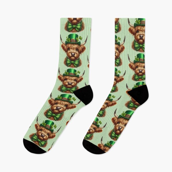 Item preview, of Festive Highland Cow Celebrating St. Patrick's Day designed and sold by Niktarka.