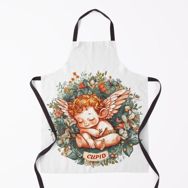 Item preview, Sleeping cupid in circular detailed botanical illustration designed and sold by PrintsByVickson.