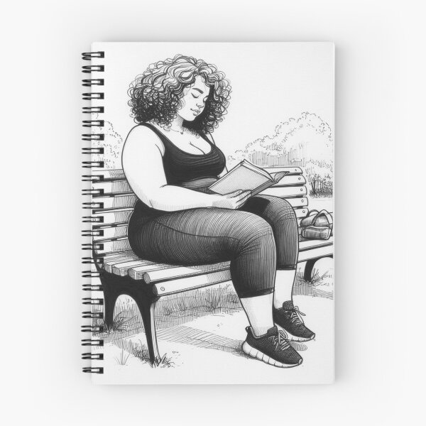 Item preview, BBW reading on a bench - body positive designed and sold by SommeryLaser.