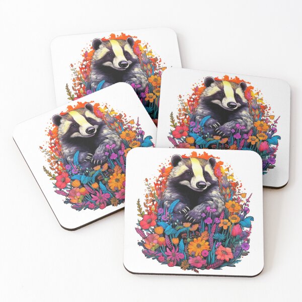 Item preview, Badger in Flowers and Color designed and sold by MossyBurrow.
