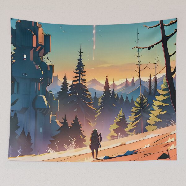 Item preview, Solitary Observer Witnesses Rocket's Trail in Starlit Sky designed and sold by ArtComixHaven.