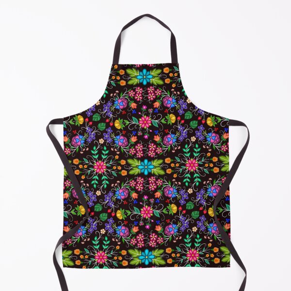 Artikelvorschau, Ojibwe-Blumenmotiv mit schwarzem Hintergrund entworfen und verkauft von ojiberishdsgns.