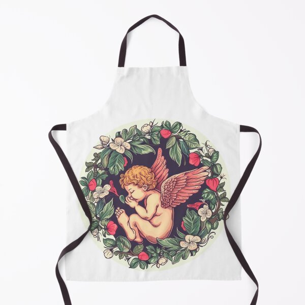 Item preview, Cute sleeping cupid in circular detailed botanical illustration designed and sold by PrintsByVickson.