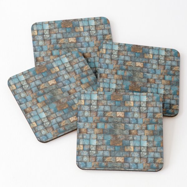 Item preview, Azure and Umber - Textured Tile Mosaic designed and sold by pooshda.