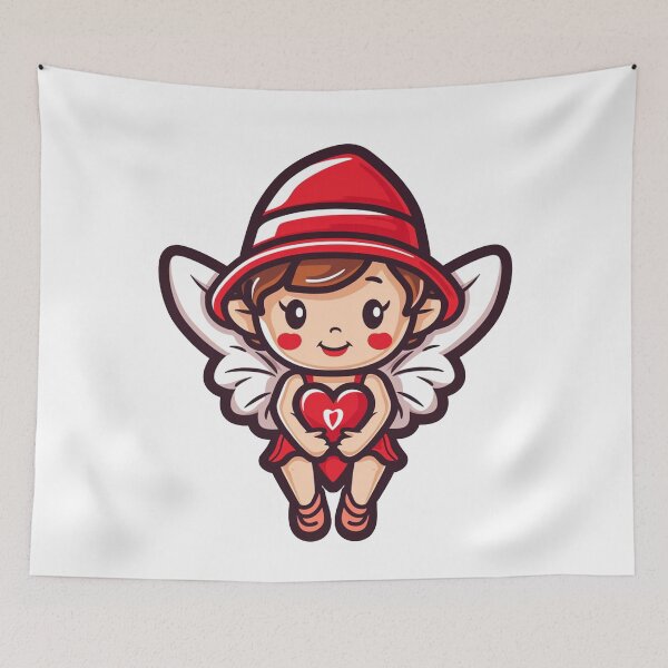 Item preview, Cute red thick line art cupid wearing hat designed and sold by PrintsByVickson.