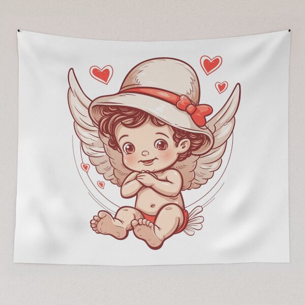 Item preview, Cute cupid wearing hat simplified line art designed and sold by PrintsByVickson.