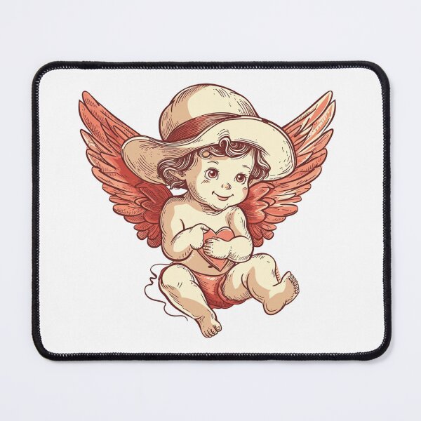 Item preview, Cute cupid holding love wearing hat simplified line art designed and sold by PrintsByVickson.