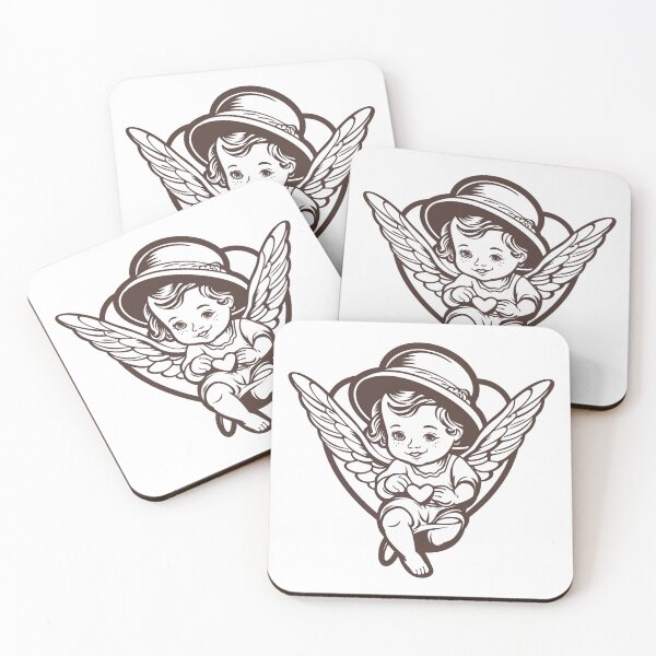 Item preview, Cute black line art cupid wearing hat simplified line art designed and sold by PrintsByVickson.