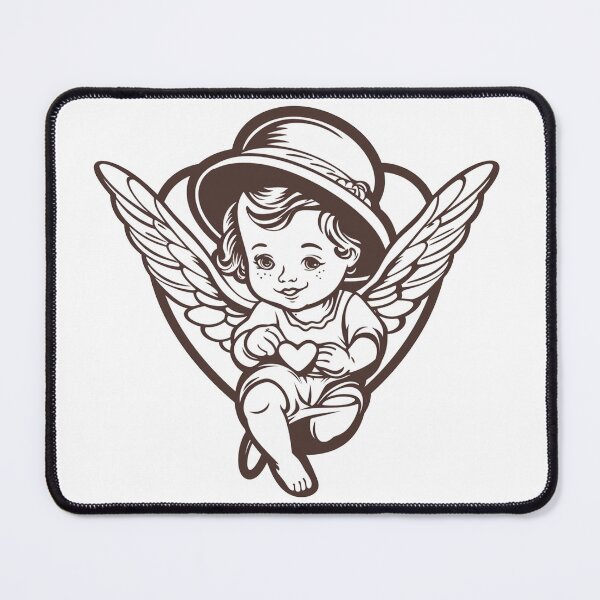 Item preview, Cute black line art cupid wearing hat simplified line art designed and sold by PrintsByVickson.