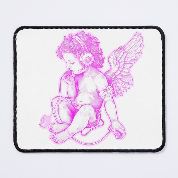 Item preview, Cupid listening to music pink cartoon line art designed and sold by PrintsByVickson.