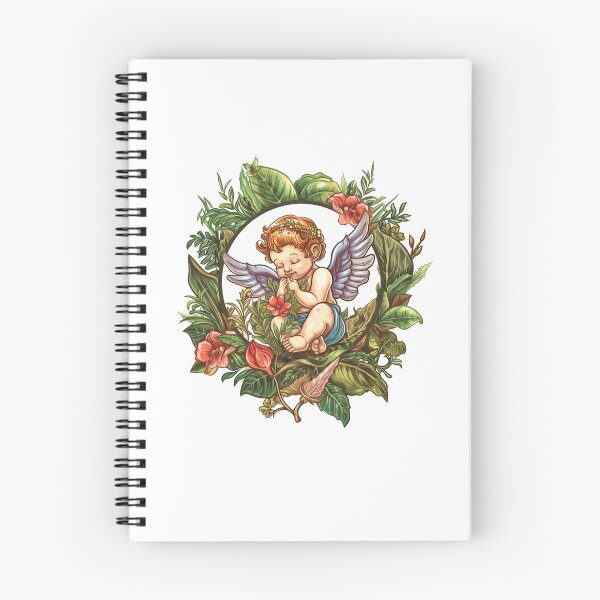 Item preview, Cupid in a style of circular detailed botanical illustrations designed and sold by PrintsByVickson.