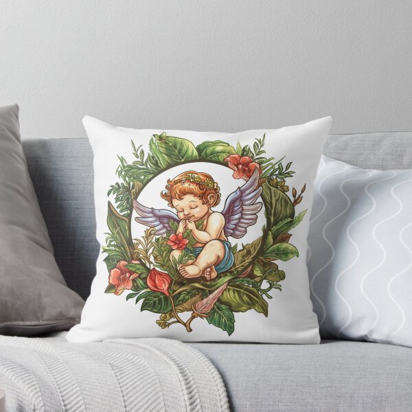 Item preview, Cupid in a style of circular detailed botanical illustrations designed and sold by PrintsByVickson.