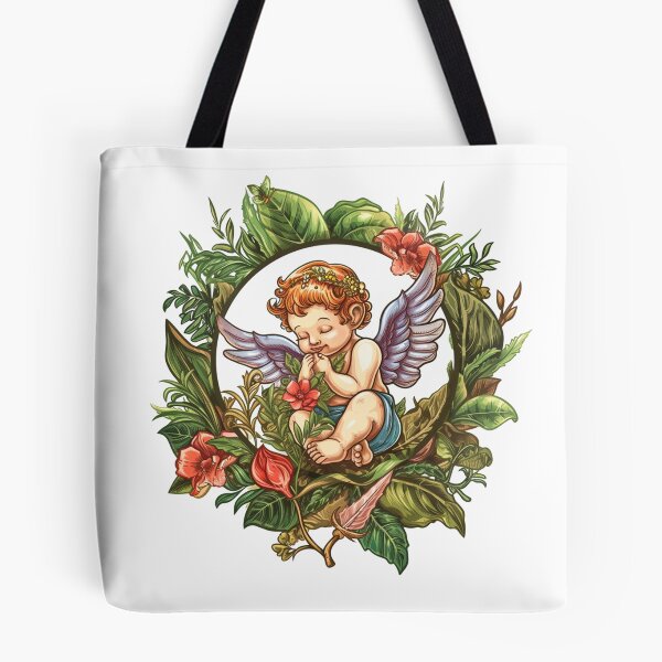 Item preview, Cupid in a style of circular detailed botanical illustrations designed and sold by PrintsByVickson.
